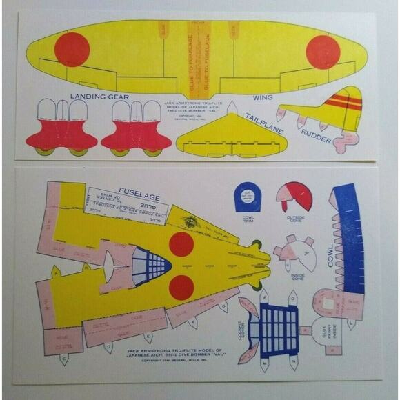 Airplane Toy Jack Armstrong Tru-Flite Model Of Japanese Aichi Val GM Cereal 1944 - Picture 1 of 9